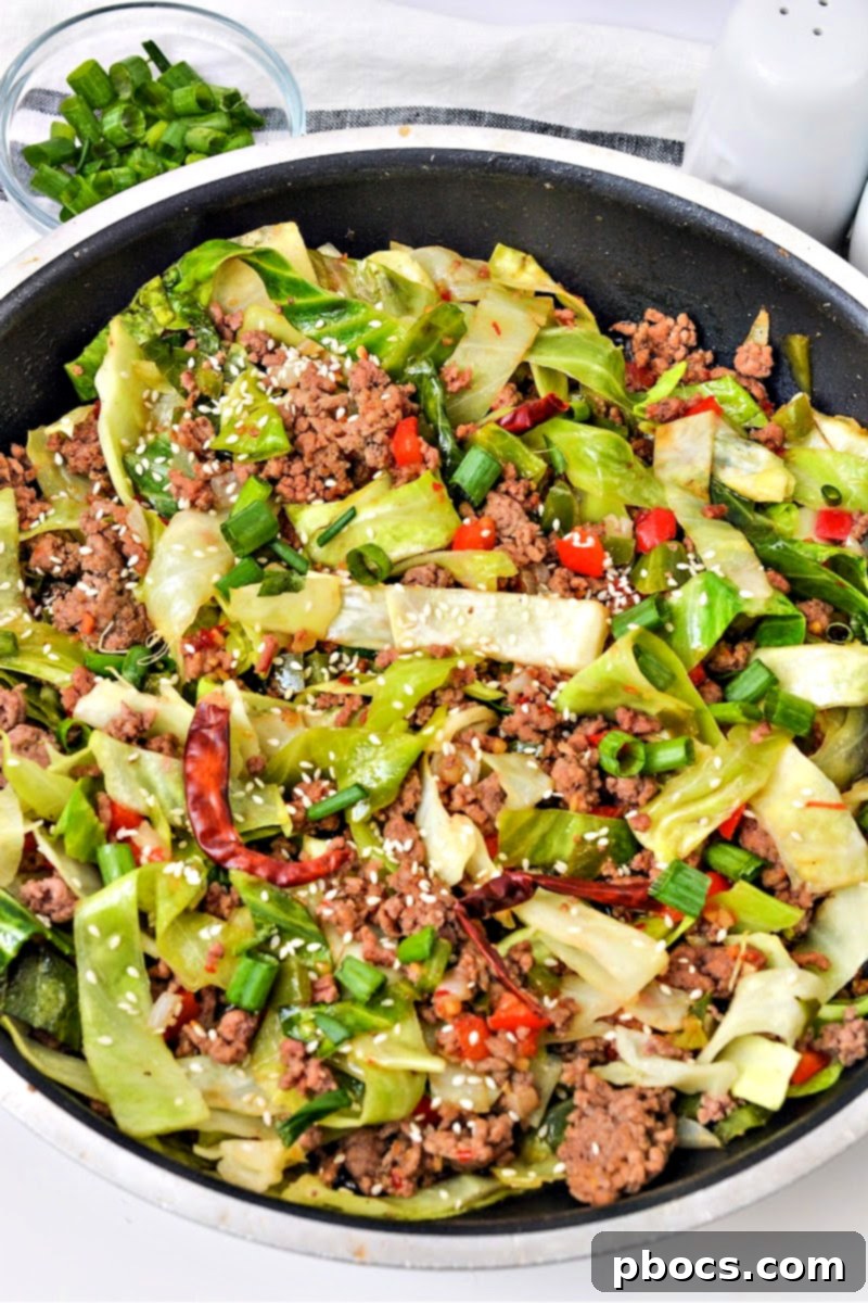 Keto Mongolian Ground Beef and Cabbage