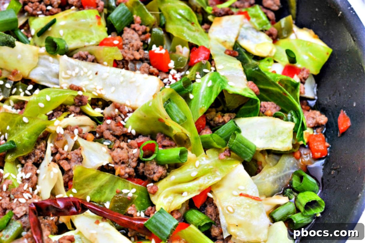 Keto Mongolian Ground Beef and Cabbage