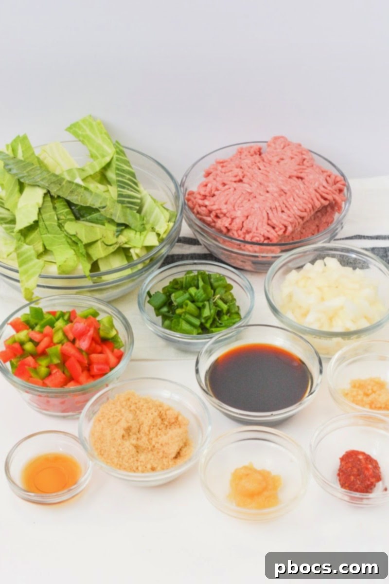 Spicy Mongolian Ground Beef and Cabbage Noodles Ingredients