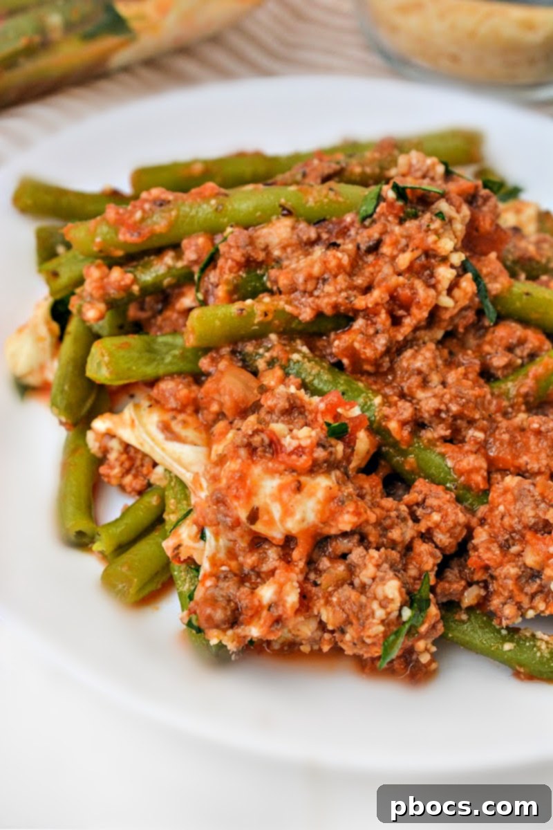Storing Low Carb Italian Ground Beef and Green Beans Bake for Meal Prep