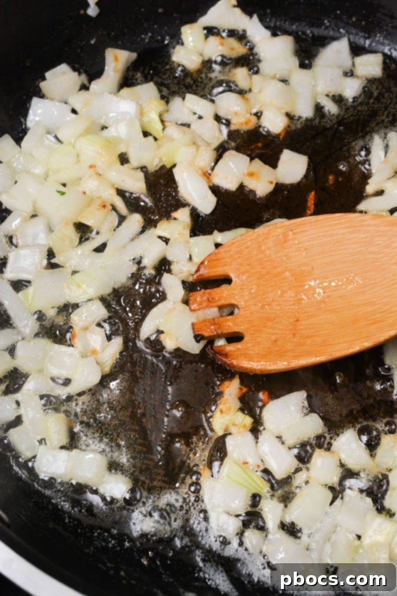 Keto Chicken and Spinach Noodles 12 Sauteeing onions