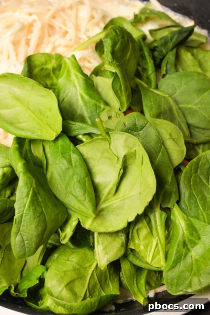 Keto Chicken and Spinach Noodles 14 Adding spinach