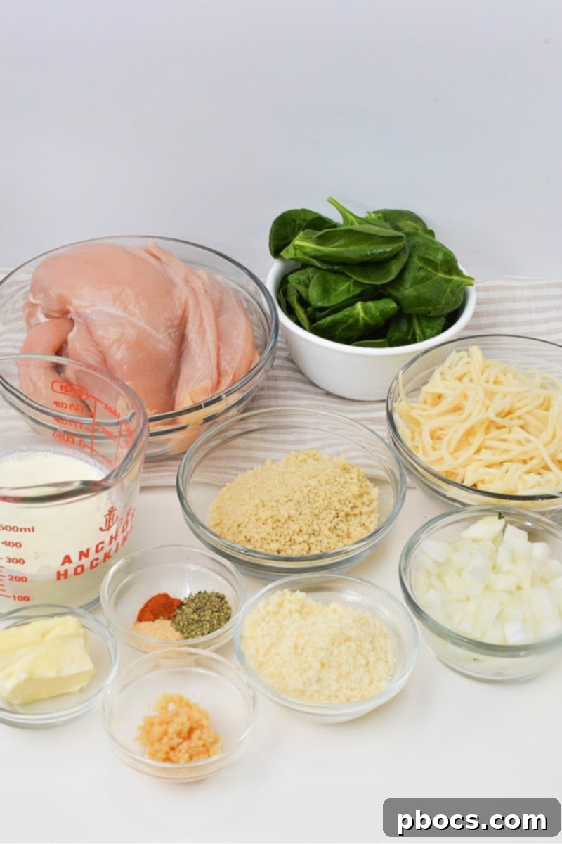 Keto Chicken and Spinach Noodles 8 Keto Chicken and Spinach Pasta Ingredients