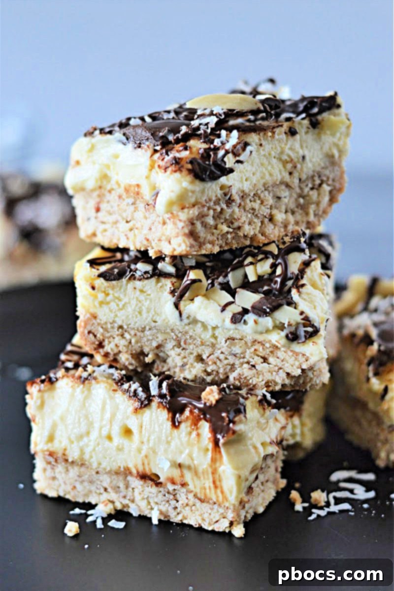 Low-Carb No-Bake Almond Joy Cheesecake Bars