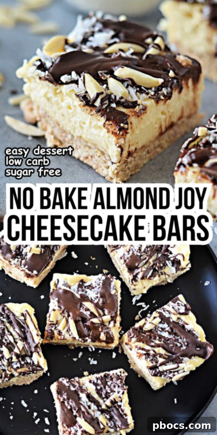 Low-Carb No-Bake Almond Joy Cheesecake Bars