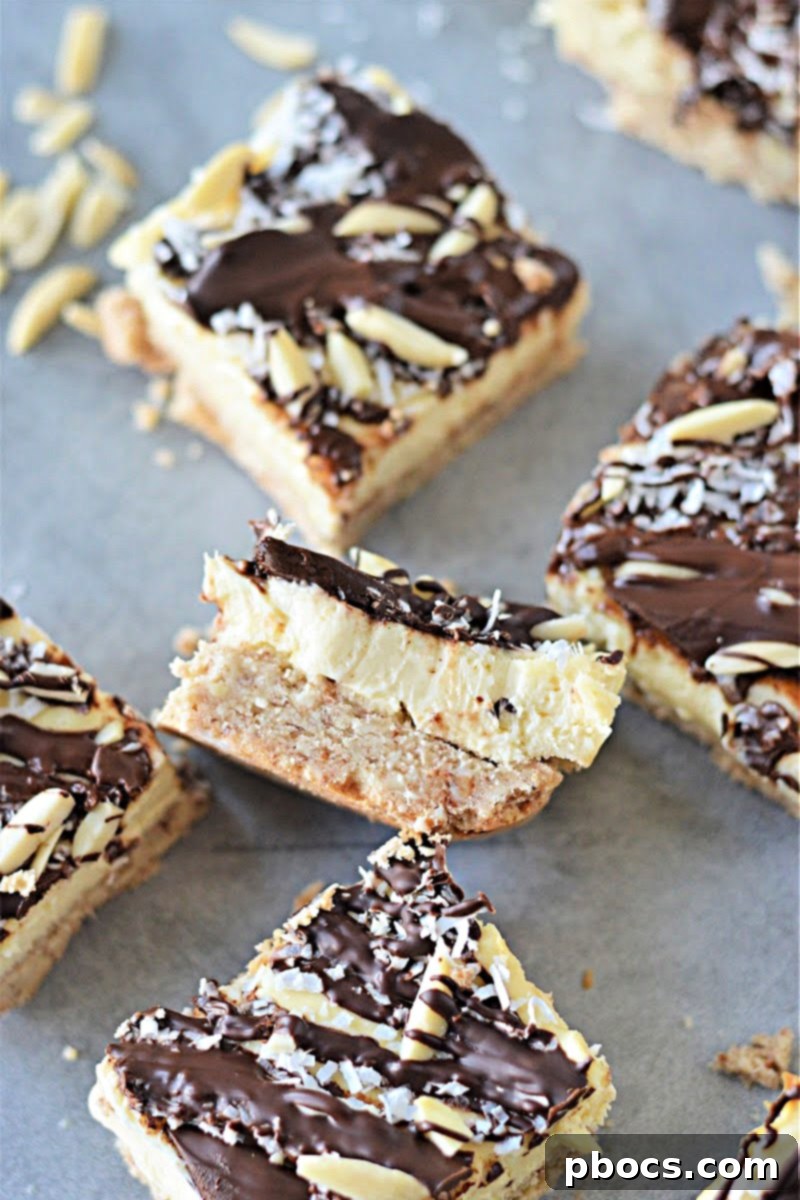 Low-Carb No-Bake Almond Joy Cheesecake Bars