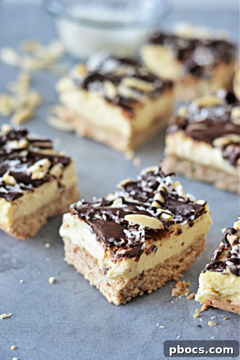 Low-Carb No-Bake Almond Joy Cheesecake Bars