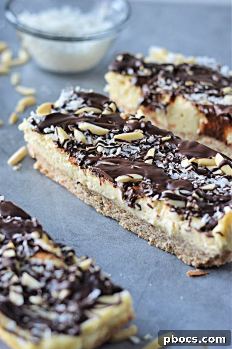 Low-Carb No-Bake Almond Joy Cheesecake Bars