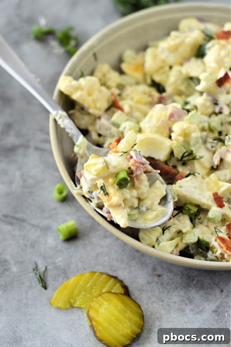 Keto Dill Pickle Ranch Cauliflower Salad - Creamy and Delicious