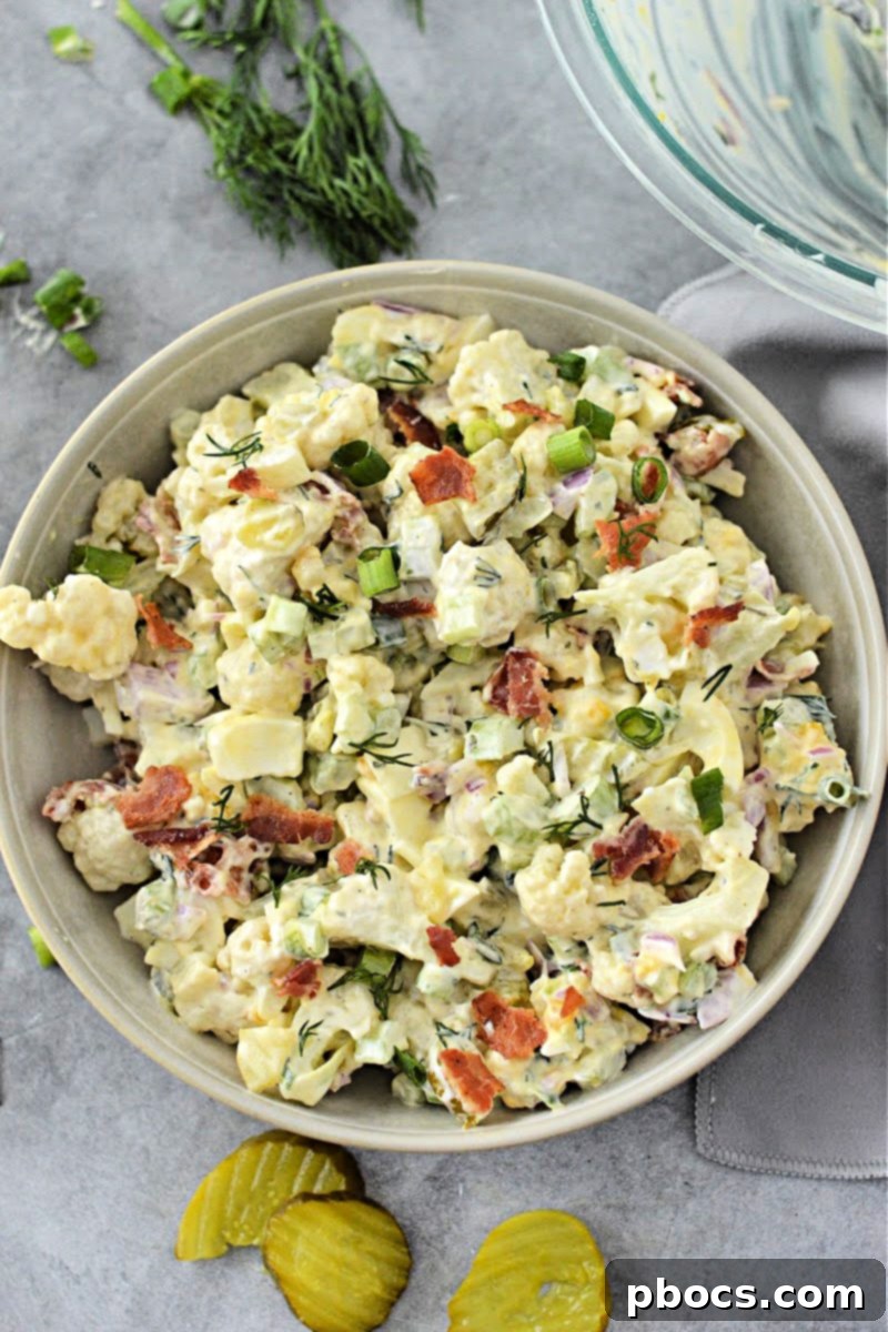 Keto Dill Pickle Ranch Cauliflower Salad Ready to Serve