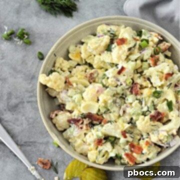 Keto Dill Pickle Ranch Cauliflower Salad