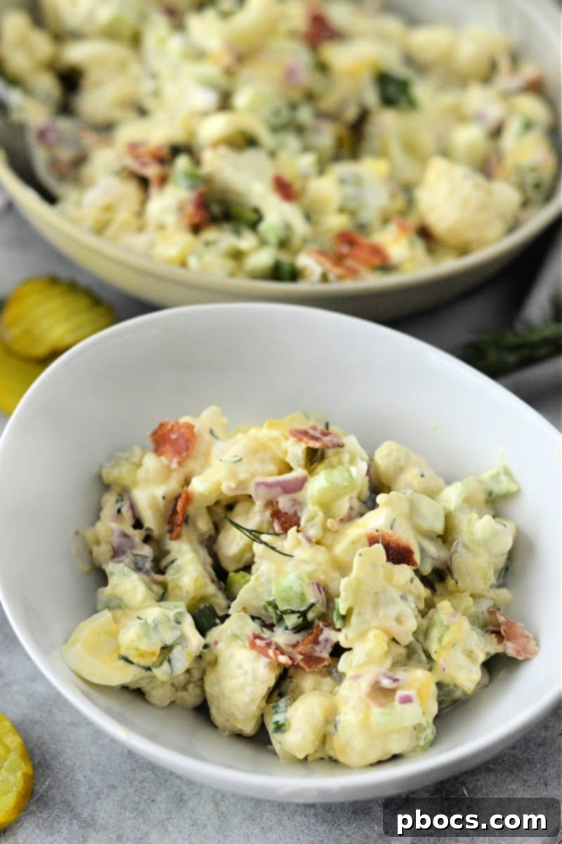Keto Dill Pickle Ranch Cauliflower Salad - Rich Ranch Dressing