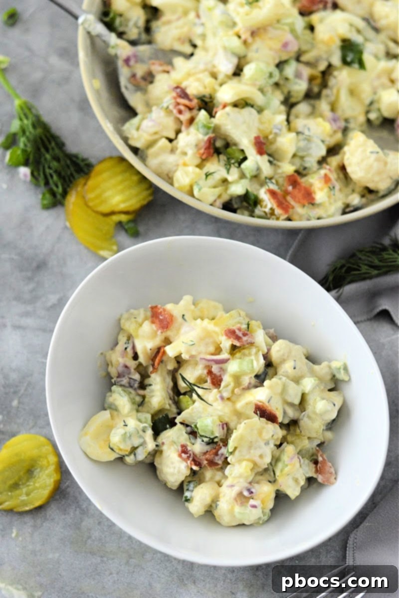 Keto Dill Pickle Ranch Cauliflower Salad - Zesty Dill Pickles