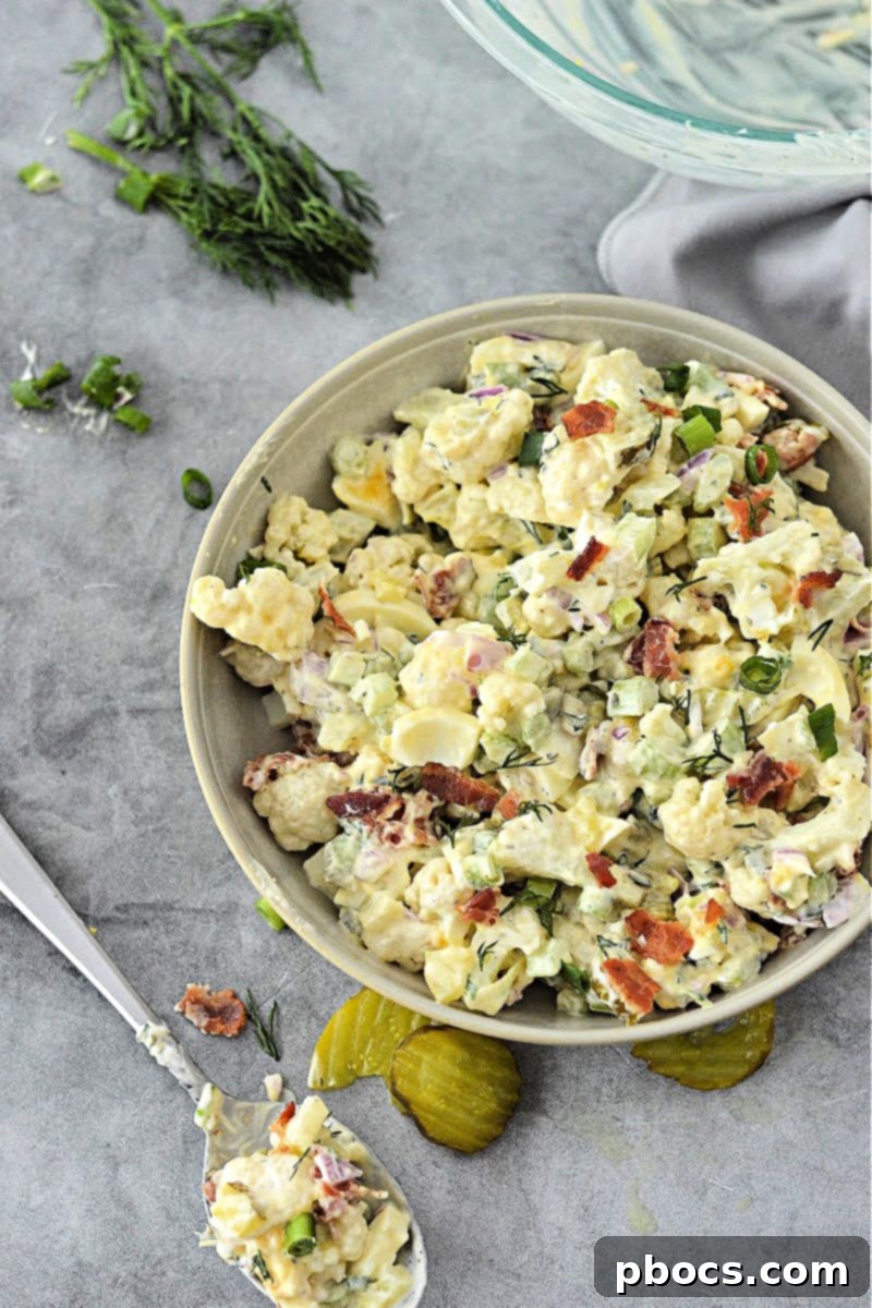 Keto Dill Pickle Ranch Cauliflower Salad - Versatile Veggies