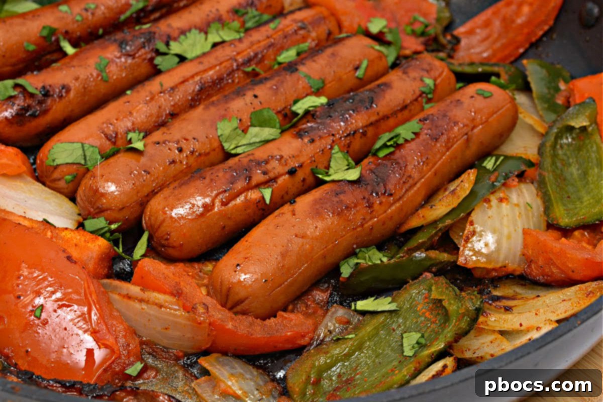 Keto TikTok Mexican Hot Dog Skillet - Close-up of Sizzling Ingredients