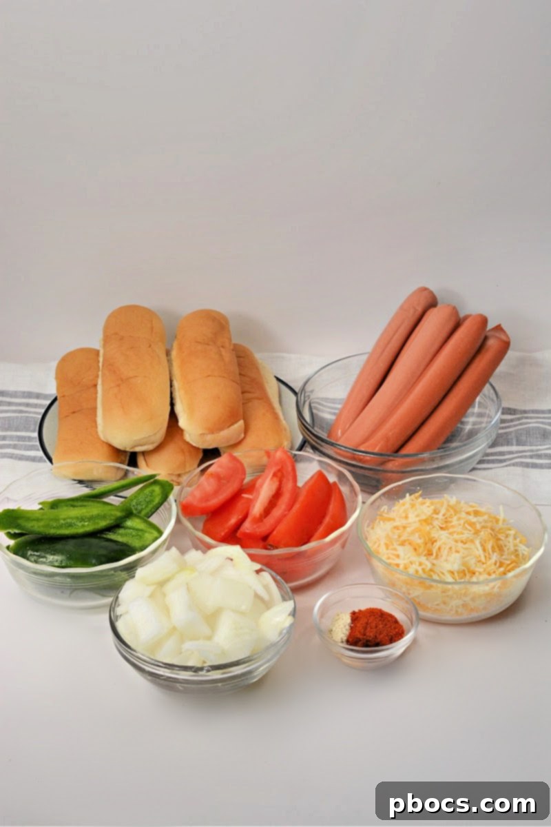 Keto TikTok Mexican Hot Dog Skillet Ingredients - Grouped Fresh Produce and Spices