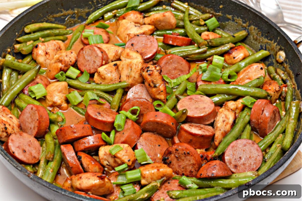 Low-Carb Honey Mustard Kielbasa Chicken and Green Beans