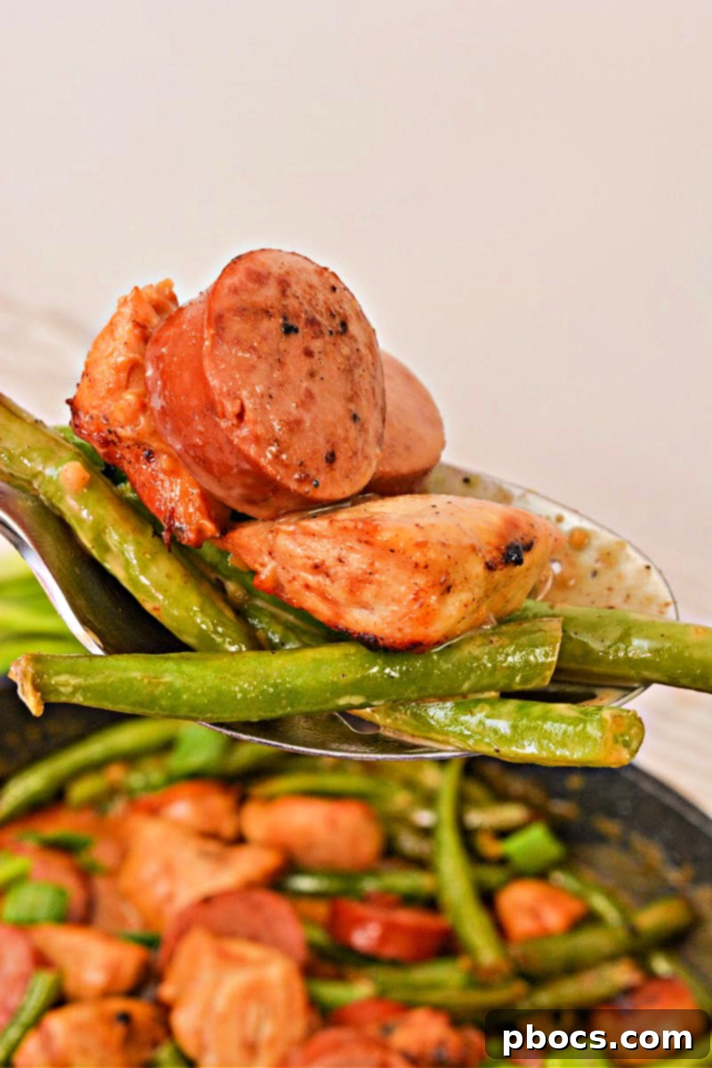 Low-Carb Honey Mustard Kielbasa Chicken and Green Beans