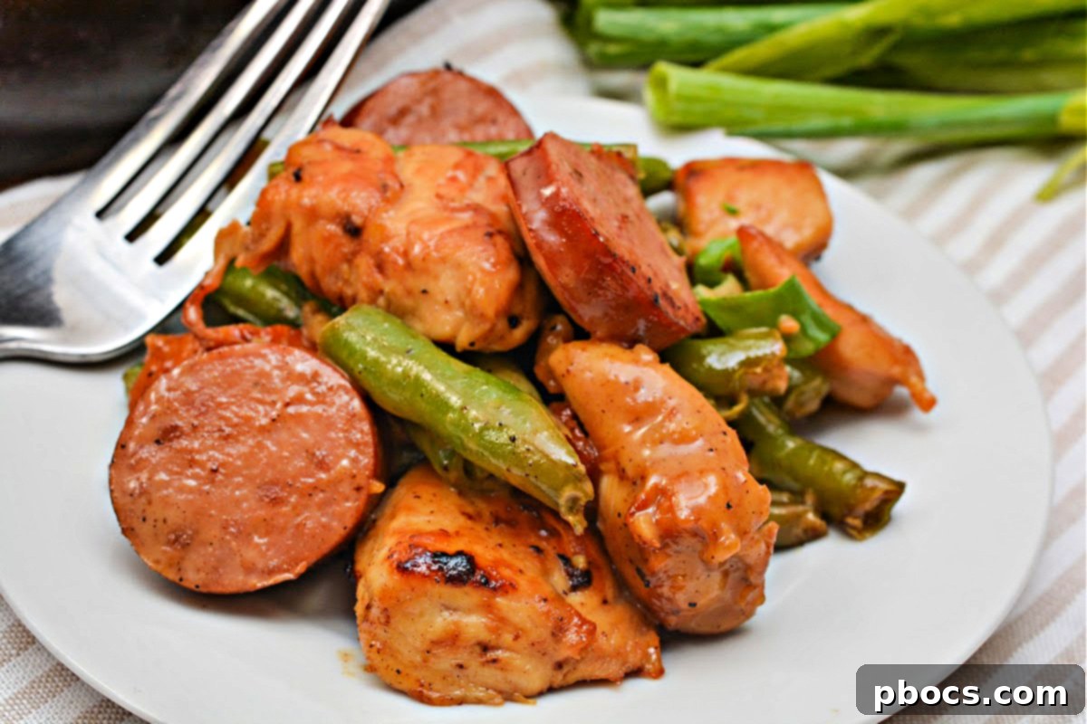 Low-Carb Honey Mustard Kielbasa Chicken and Green Beans
