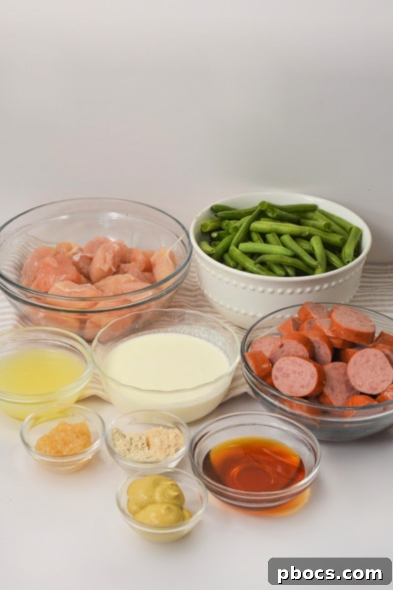 Low-Carb Honey Mustard Kielbasa Chicken and Green Beans Ingredients