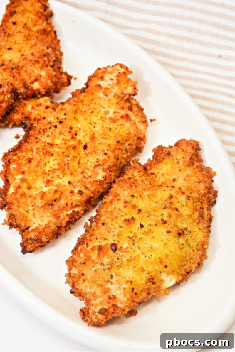 Golden brown crispy fried keto chicken cutlets