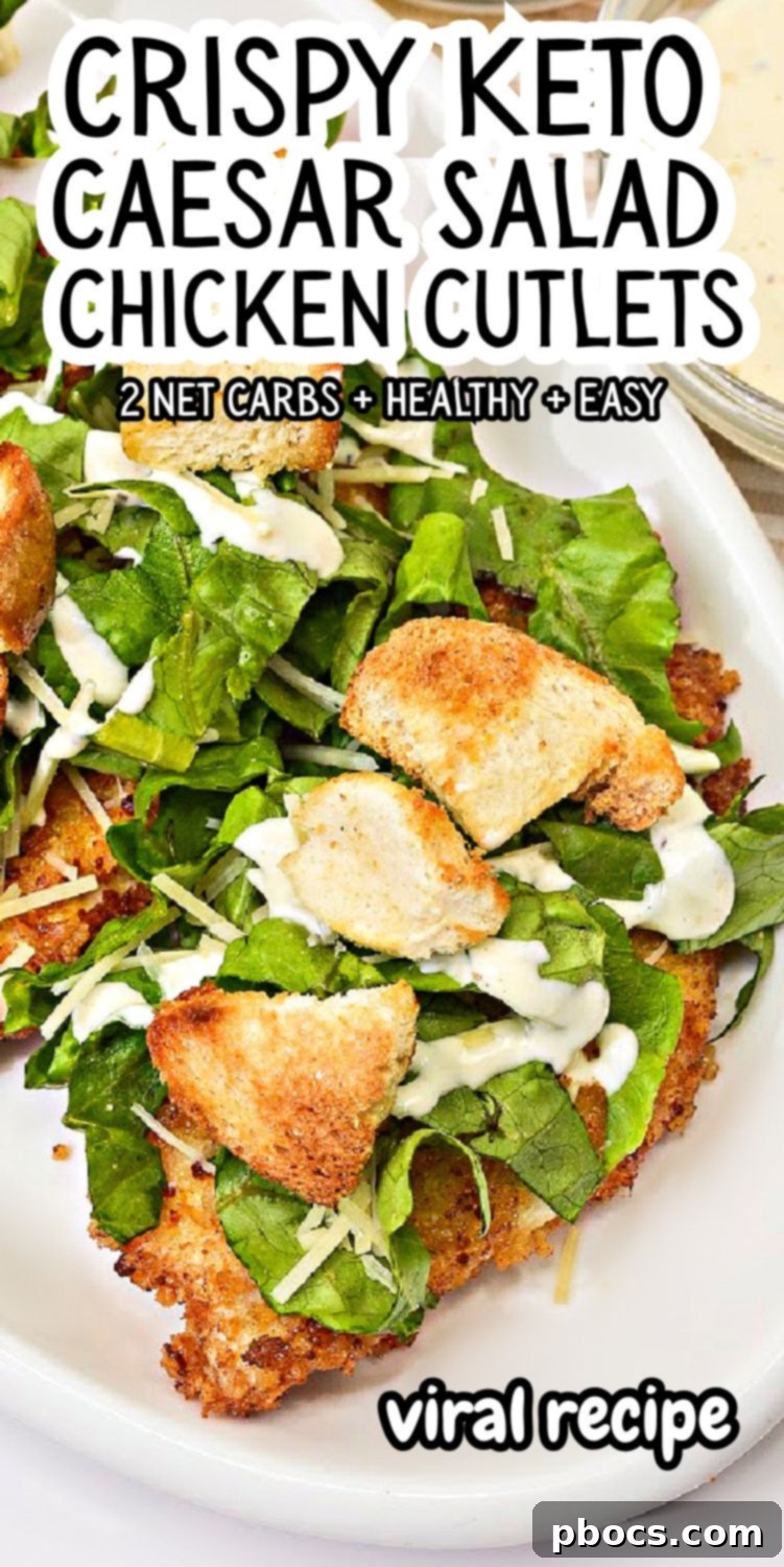 Keto Chicken Caesar Cutlets: Pin for later image