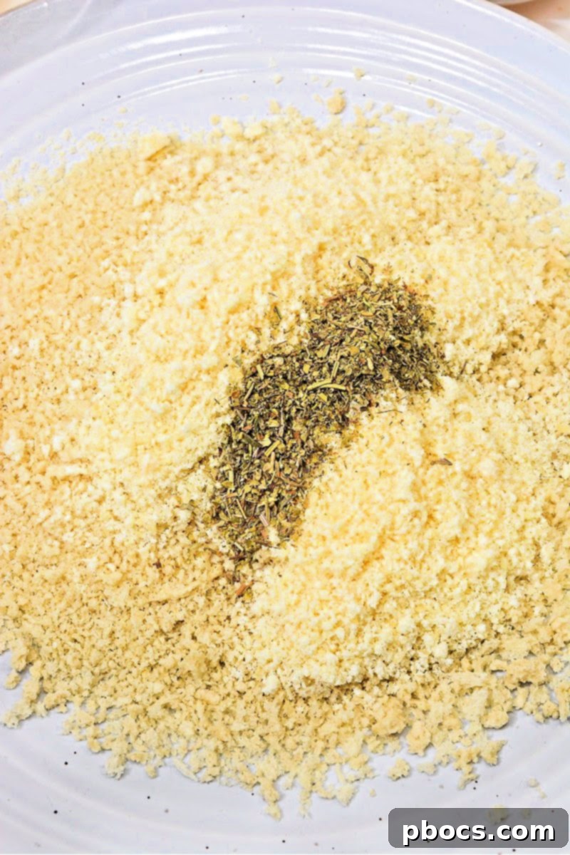 Making the breading mixture for keto chicken