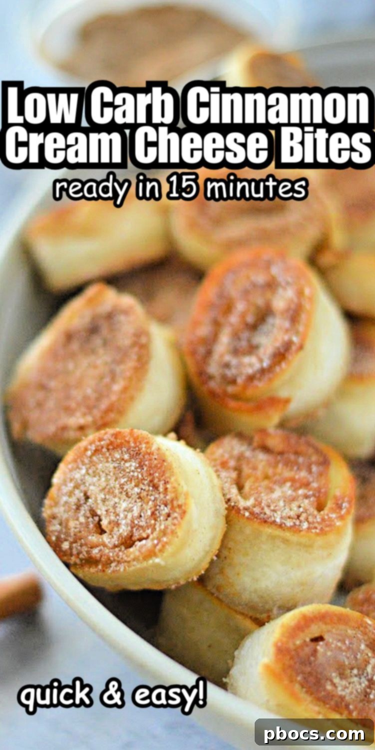 Keto Cinnamon Cream Cheese Delights 15 Keto Cinnamon Cream Cheese Bites social media pin graphic