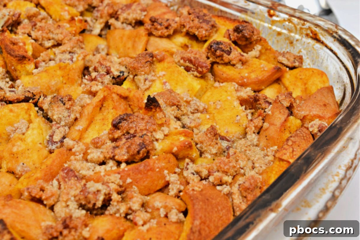 Close-up of fluffy Keto Pumpkin French Toast Bake