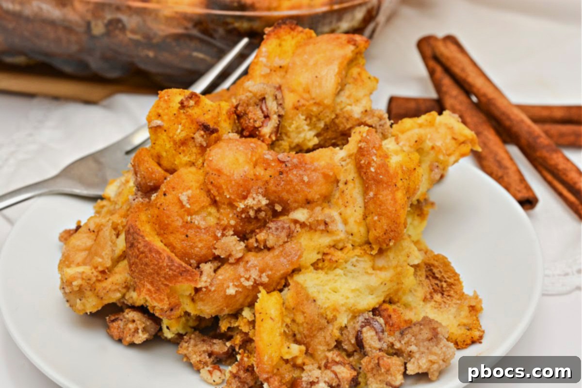 Close-up of the pecan topping on Keto Pumpkin French Toast Bake