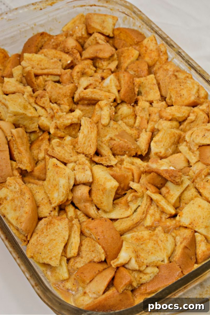 Keto French toast bake soaking in the fridge