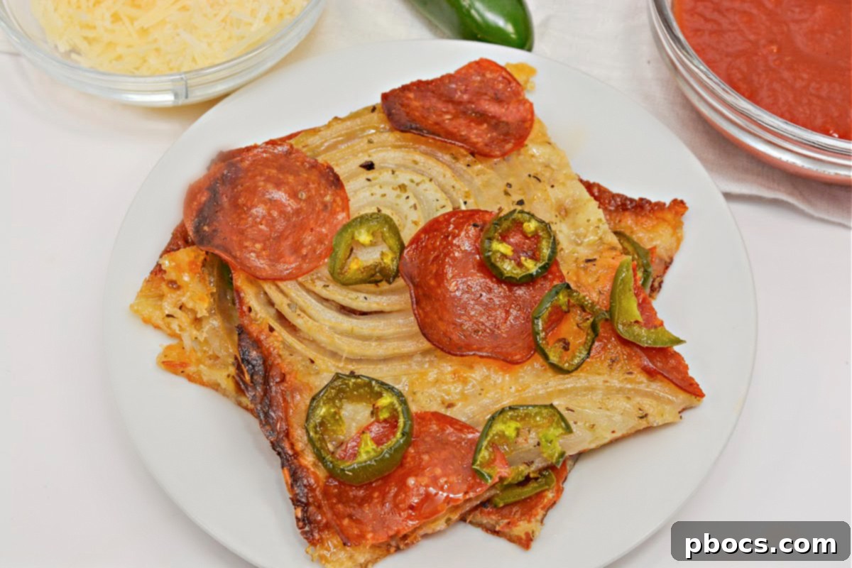 Crispy Keto Viral Onion Ring Pizza fresh out of the oven