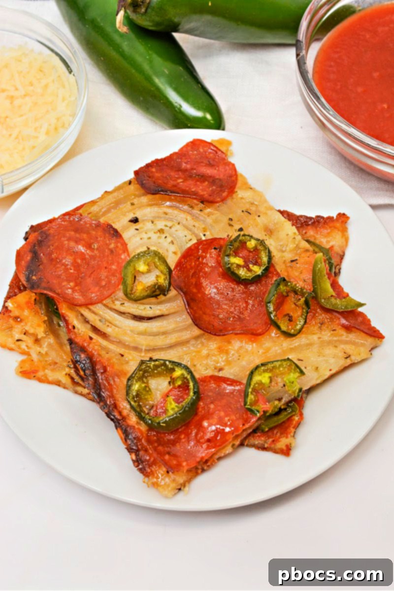 Close-up of Keto Viral Onion Ring Pizza ingredients