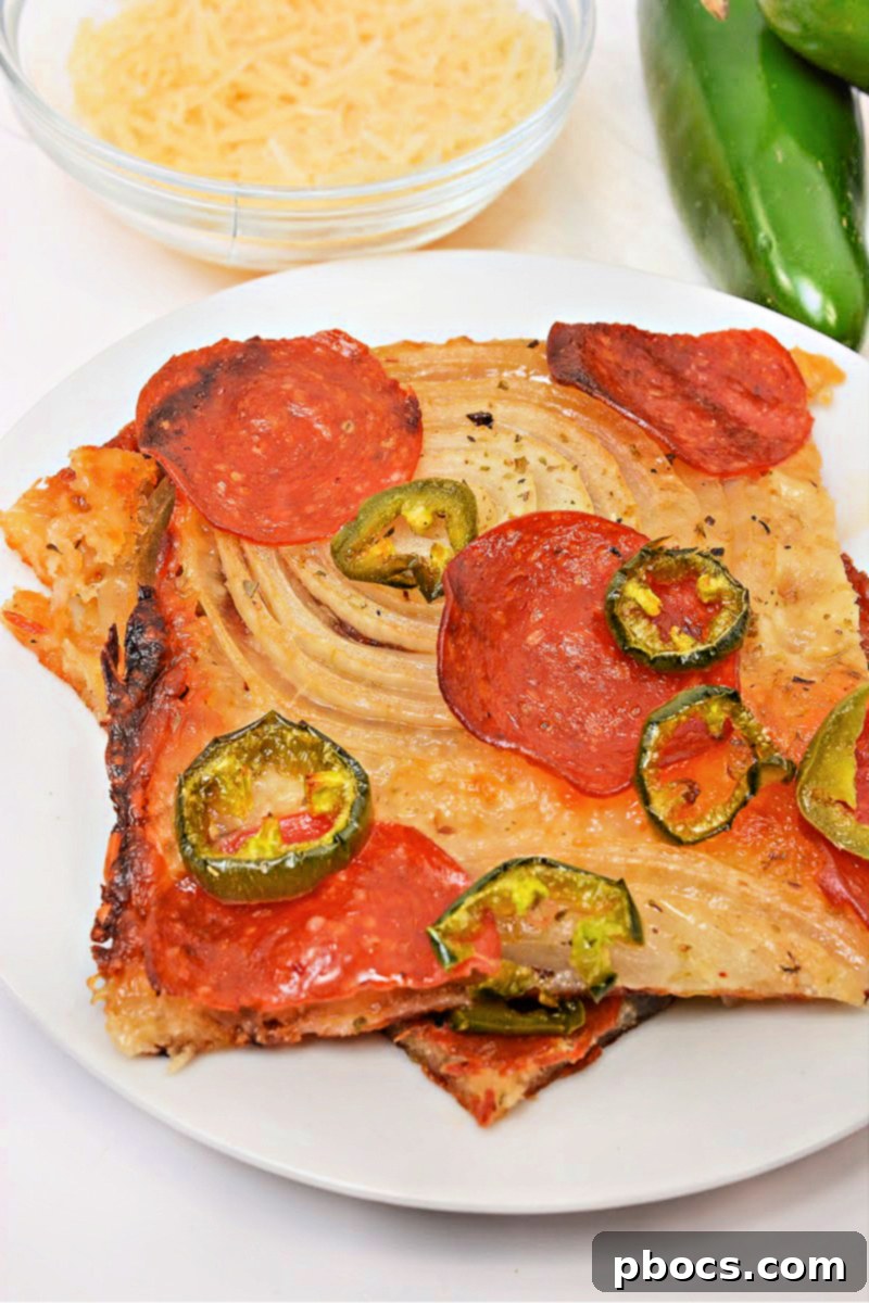 Keto Viral Onion Ring Pizza served with a fresh salad