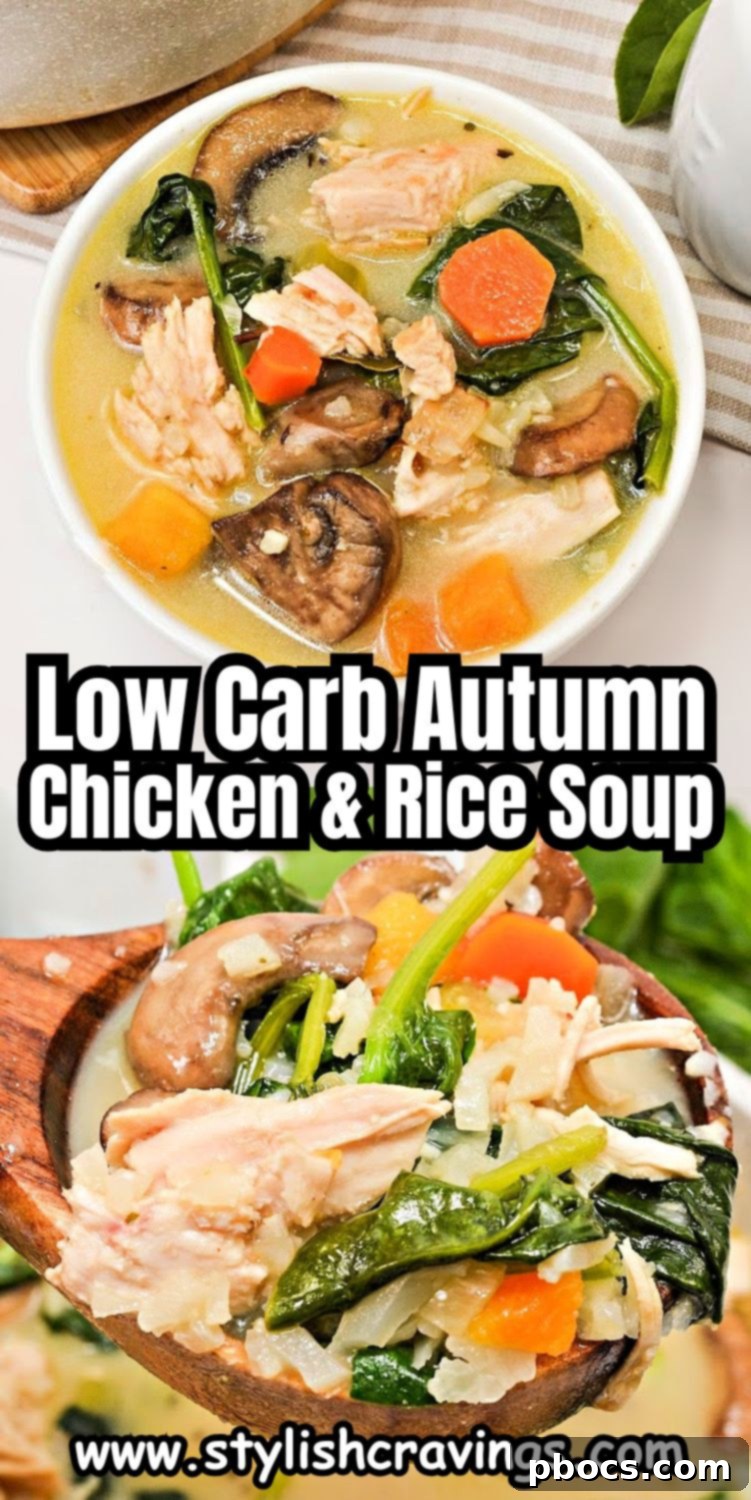 Low-Carb Autumn Chicken and Rice Soup for Pinterest sharing