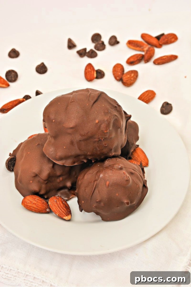 Keto Coco-Almond Bliss Bites 2 Delicious homemade Keto Almond Joy Clusters, a perfect low-carb dessert