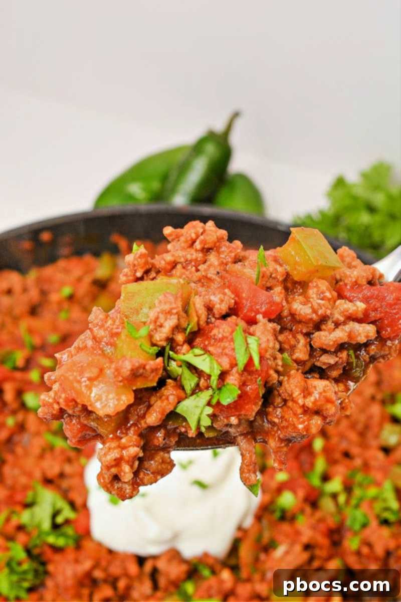Low Carb Pumpkin Chili Sloppy Joe Skillet in a pan