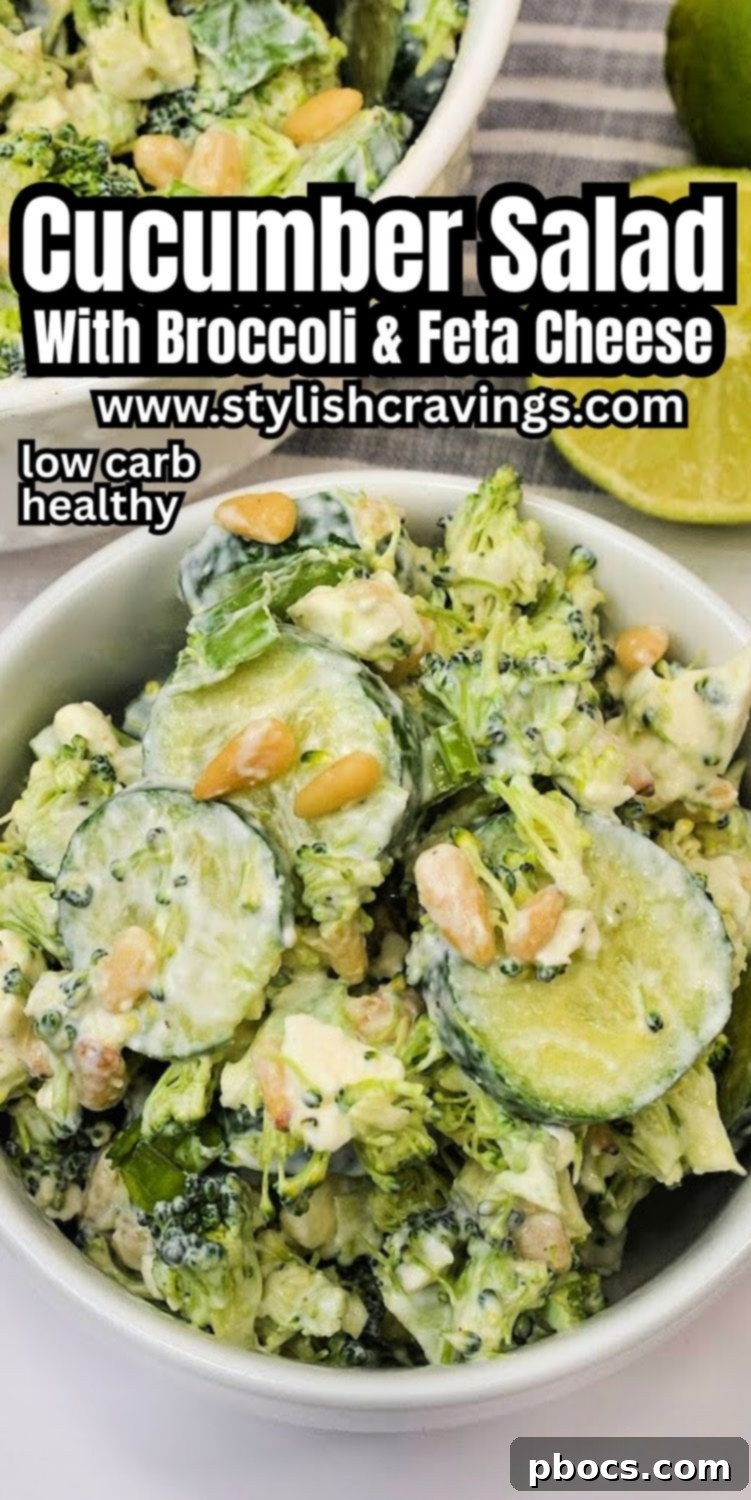 Pin for later: Low Carb Broccoli Cucumber Salad #lowcarbbroccolicucumbersalad #broccolicucumbersalad
