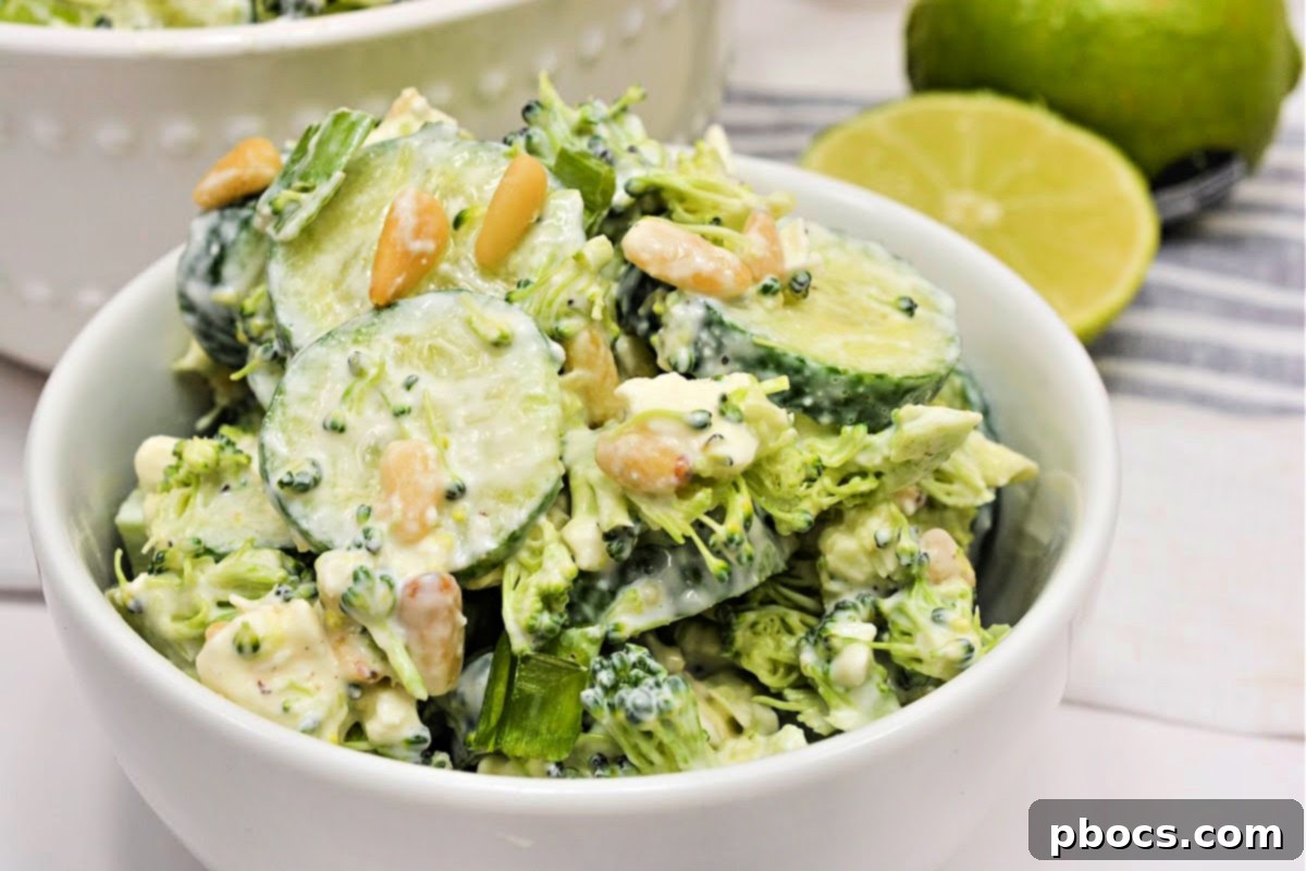 Homemade Greek yogurt dressing for Low Carb Broccoli Cucumber Salad
