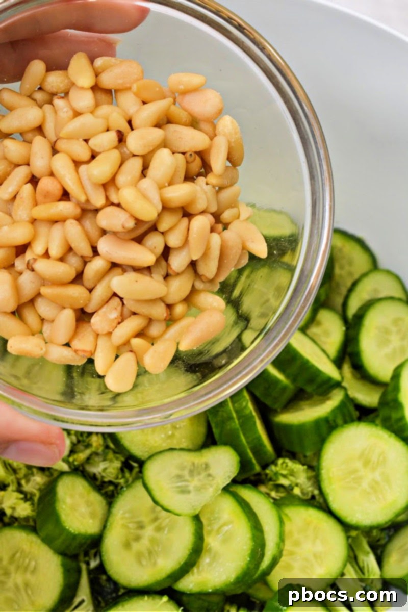 Step-by-step preparation of Low Carb Broccoli Cucumber Salad