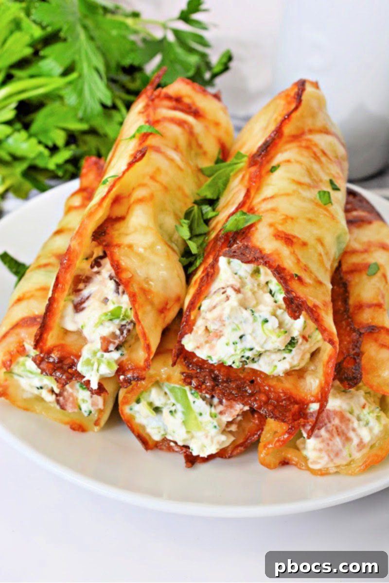 Keto Crispy Cream Cheese Broccoli and Bacon Roll Ups