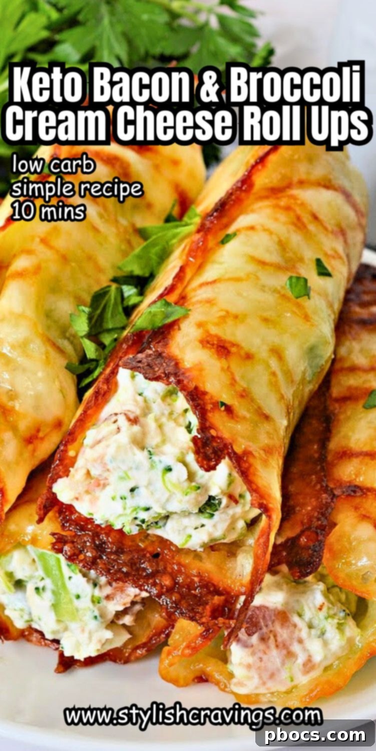 Keto Crispy Cream Cheese Broccoli and Bacon Roll Ups