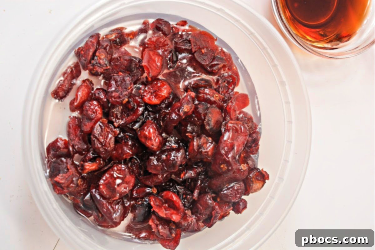 Soaking Cranberries for Keto Fruit Cake