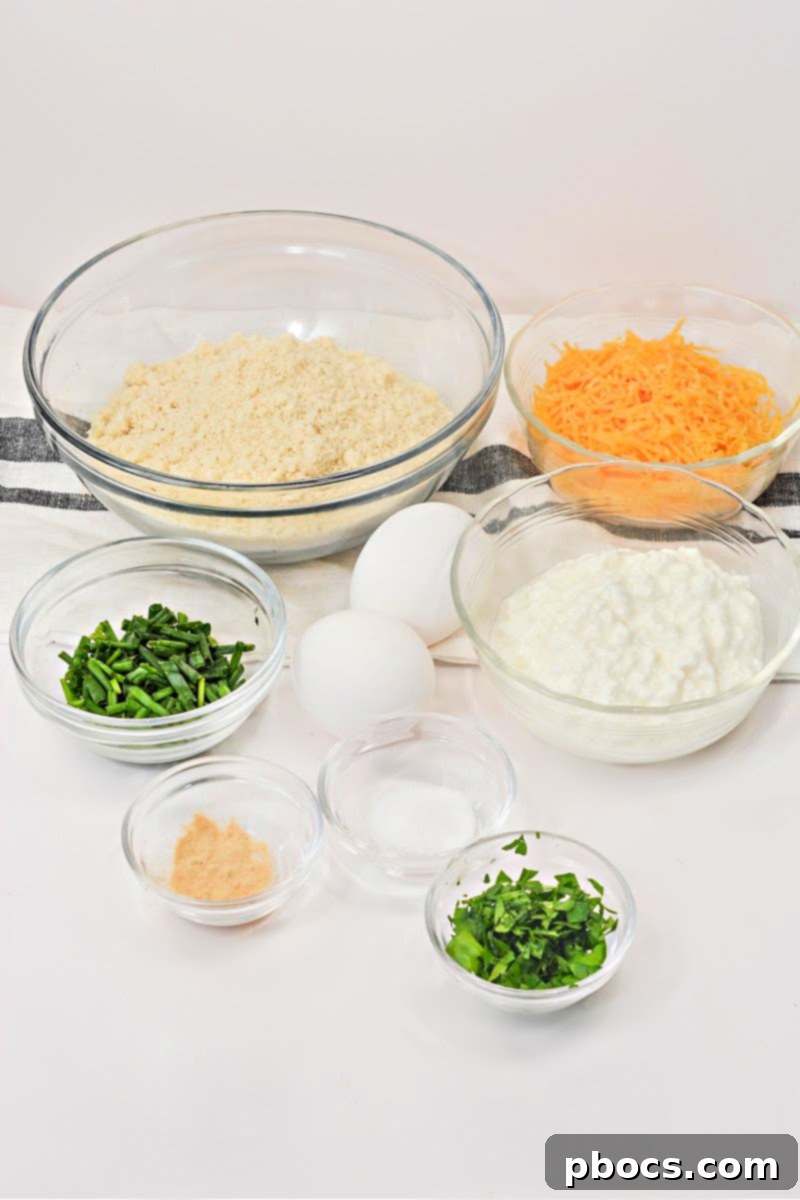 Mixing Ingredients for Low-Carb Herbed Cottage Cheese Biscuits
