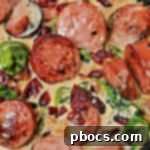 Low Carb Cheesy White Cheddar Kielbasa Skillet