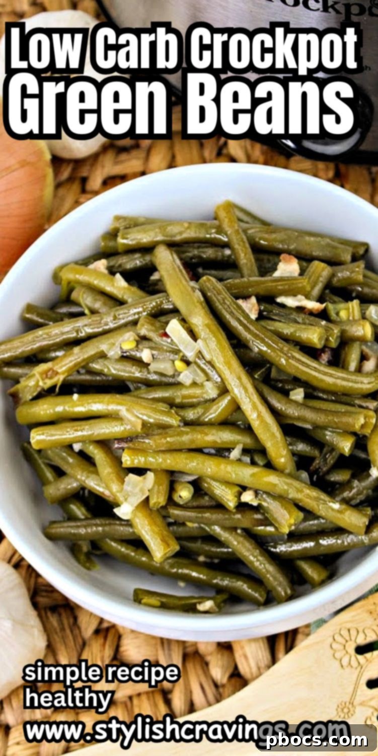 Low Carb Crockpot Green Beans Pinterest pin