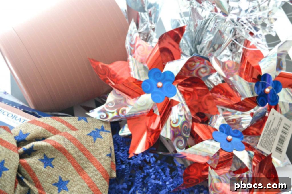 DIY Pinwheel Centerpiece supplies overview