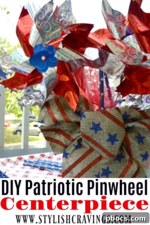 Pin for later - DIY Pinwheel Centerpiece tutorial image
