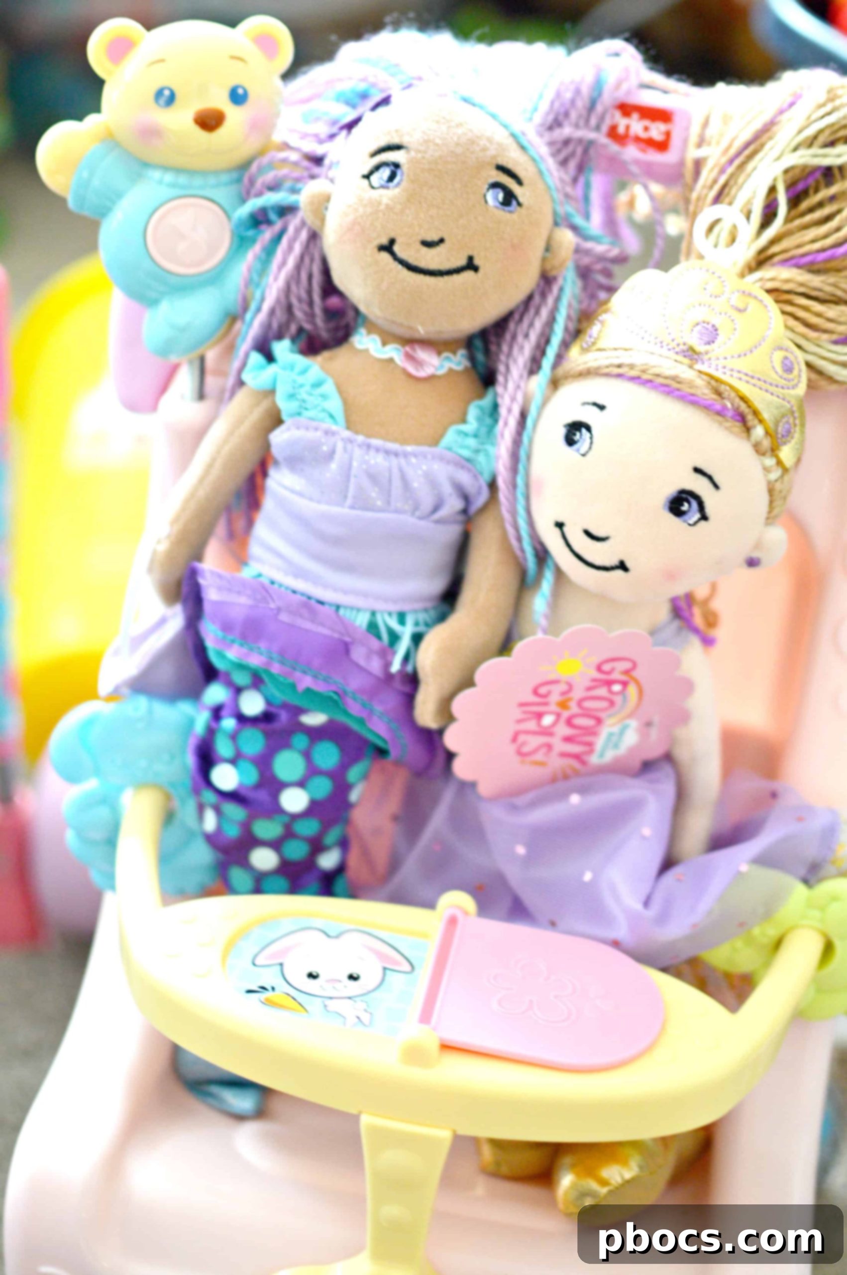 Children playing with Groovy Girls dolls, focusing on detail and interaction.