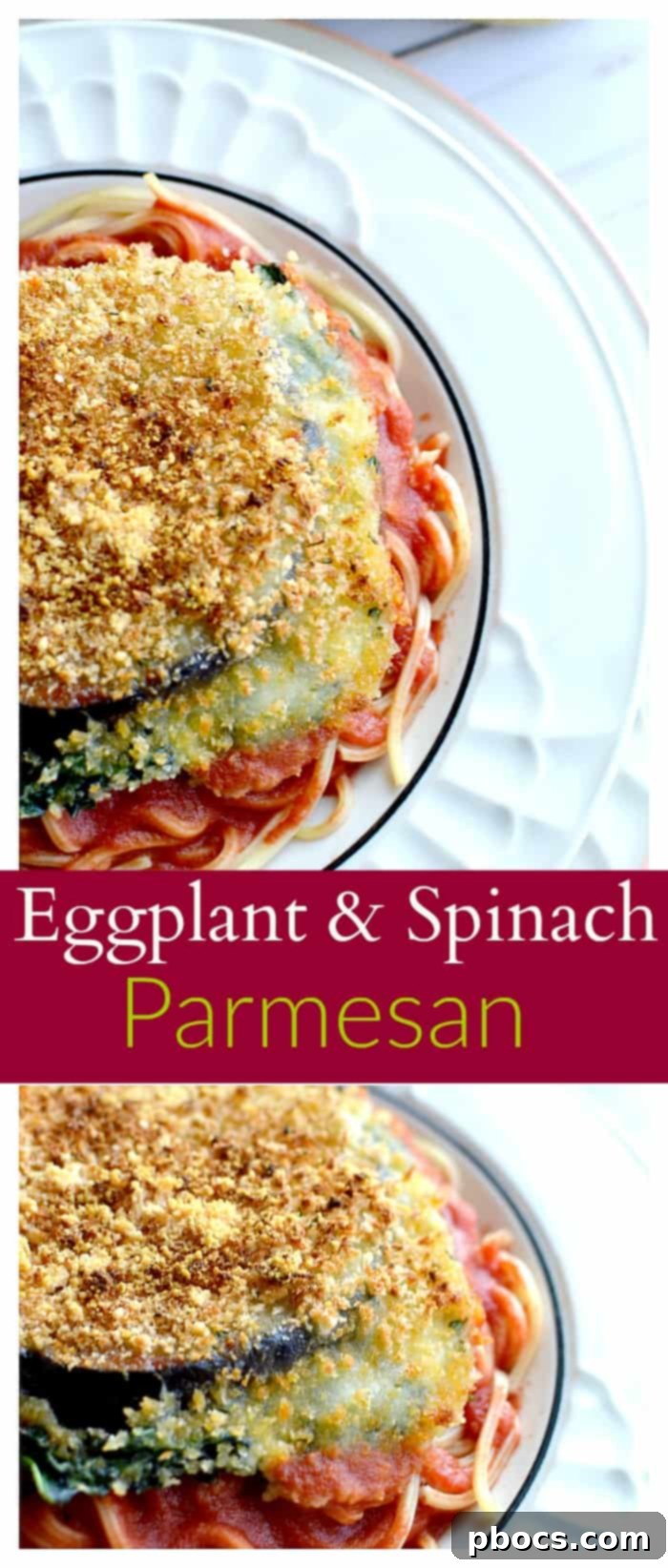 Final presentation of Baked Eggplant and Spinach Parmesan